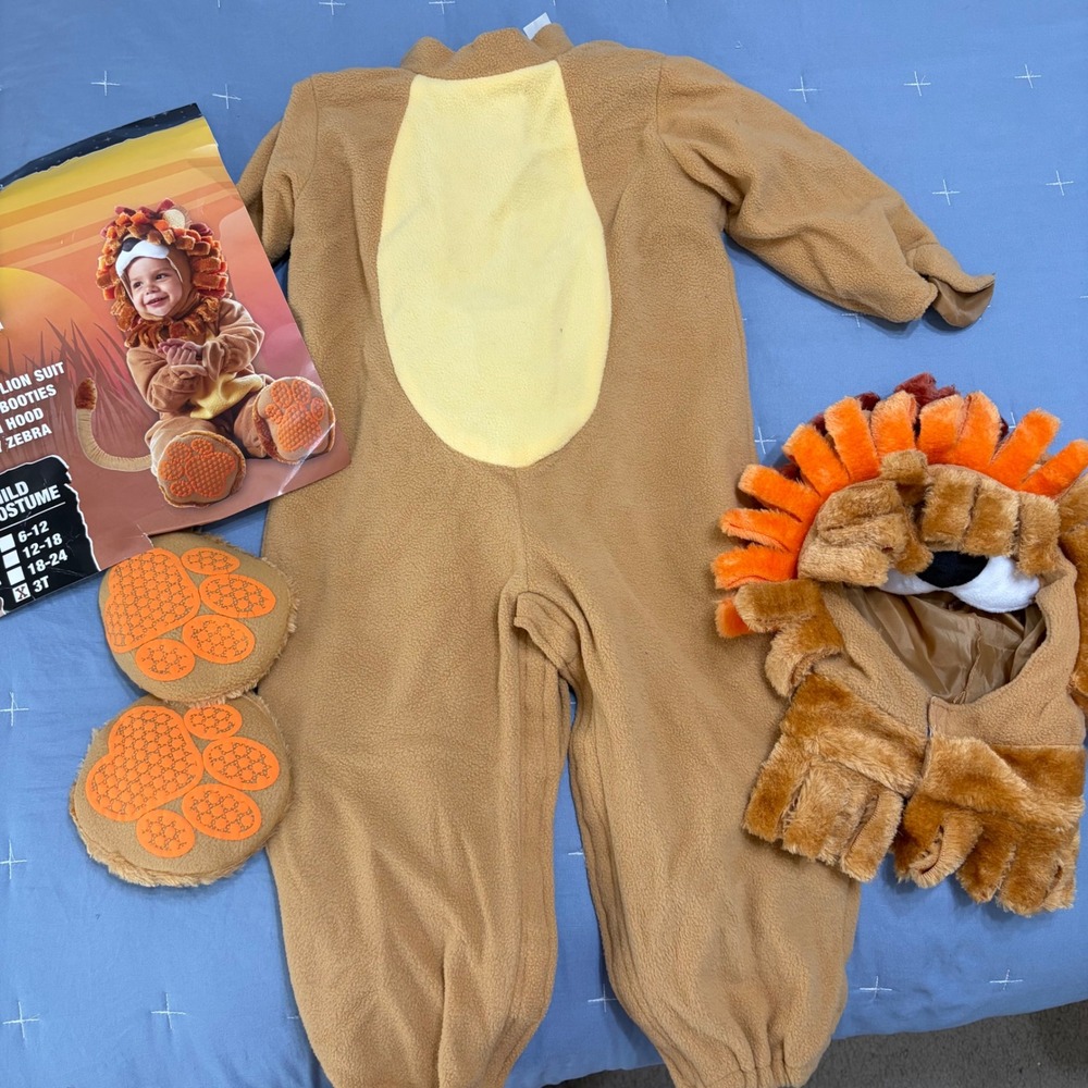 Spooktacular Creations Baby Lion Costume Toddler 3T Jumpsuit Hood Booties Set